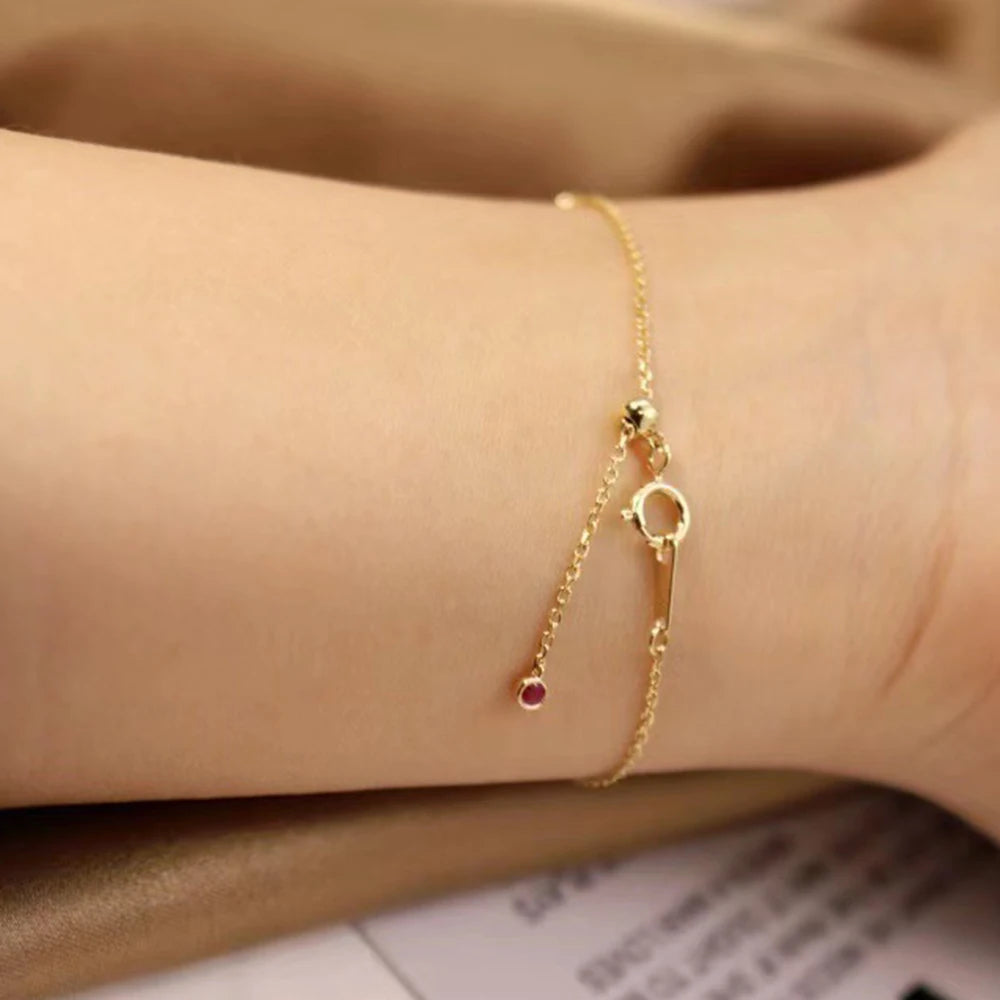 Four Round Mini Ruby Zircon Bracelet for Women Fashion Niche Light Luxury Exquisite Chain Bracelet