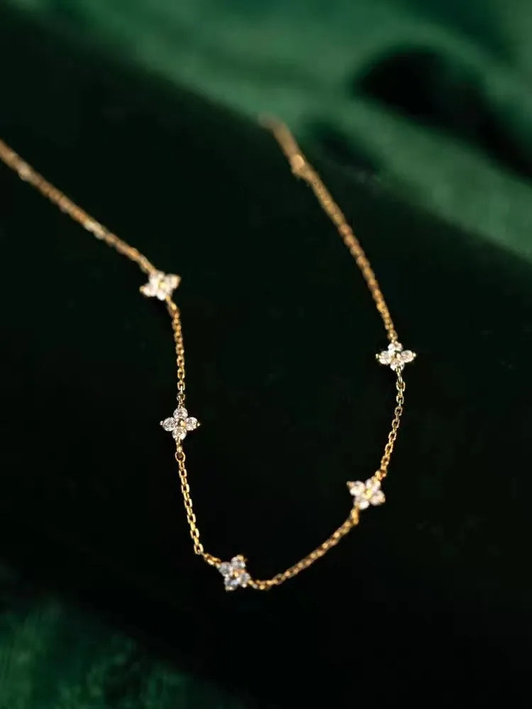 Five Small Flower Clear Zircon Bracelet Simple INS Gold Silver color Party Wedding Fine Jewelry