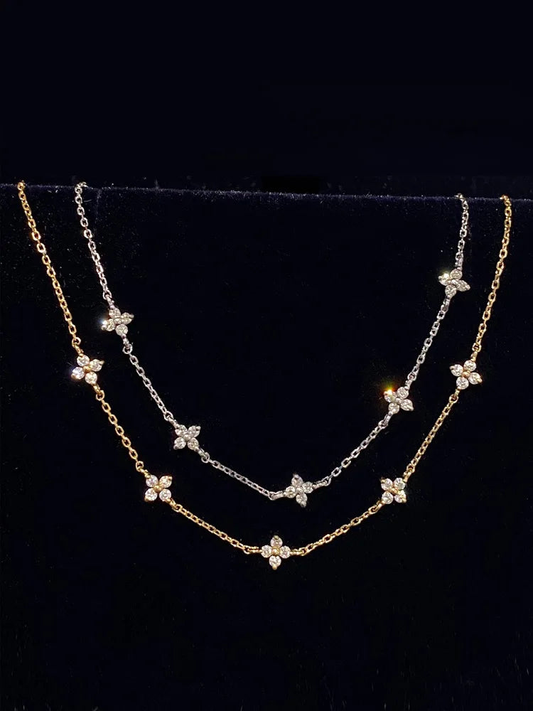 Five Small Flower Clear Zircon Bracelet Simple INS Gold Silver color Party Wedding Fine Jewelry