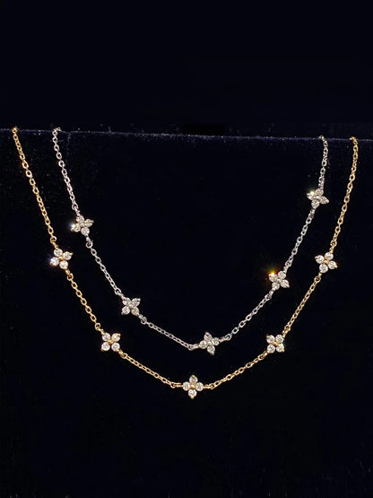 Five Small Flower Clear Zircon Bracelet Simple INS Gold Silver color Party Wedding Fine Jewelry