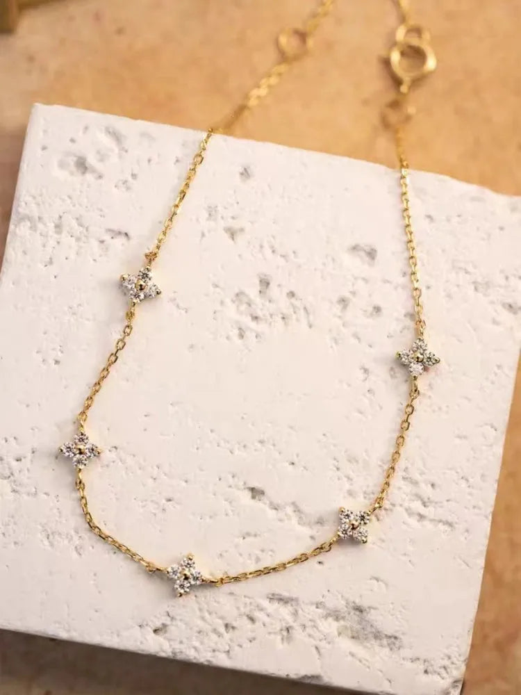 Five Small Flower Clear Zircon Bracelet Simple INS Gold Silver color Party Wedding Fine Jewelry