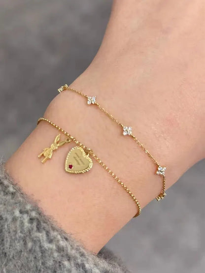 Five Small Flower Clear Zircon Bracelet Simple INS Gold Silver color Party Wedding Fine Jewelry
